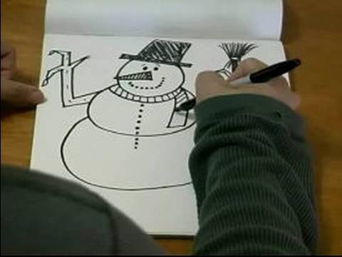 Noel Karakter Karikatür Çizmek İçin Nasıl: Nasıl Bir Eşarp Bir Karikatür Kardan Adam Beraberlik İçin