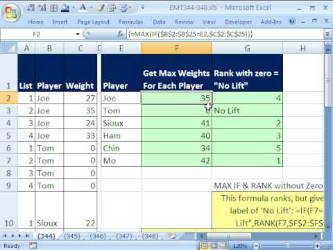 Excel Büyü Hüner 344: Sıfır Olmadan Max Eğer Ve Sırası İşlevleri