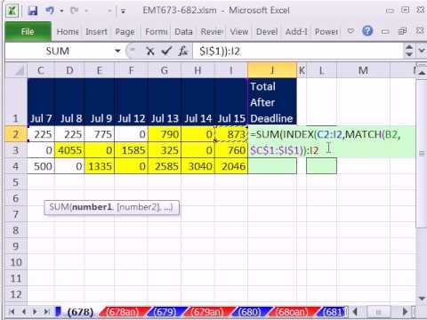 Excel Büyü Hüner 678: Sadece Sonra Son Tarih Dinamik İndis İşlevini Kullanarak Değerler Toplamı.