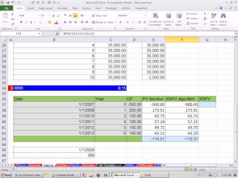 Excel Finans Sınıfını 78: Nbd İçin Düzensiz Nakit Akışları Ve Zaman Dönemleri Anbd, Nbd Ve Pv İşlevleri.