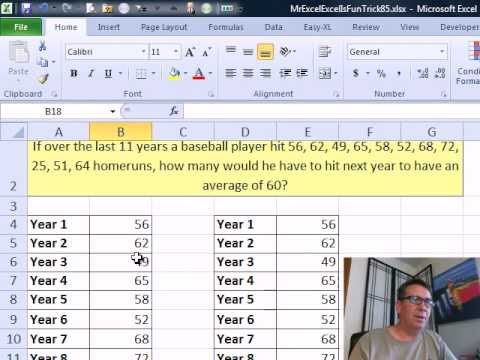 Bay Excel Ve Excelisfun Hile 85: Cebir Çözme İçin Bilinmeyen: Hedef Aramak Veya Cebir Excel Formül?