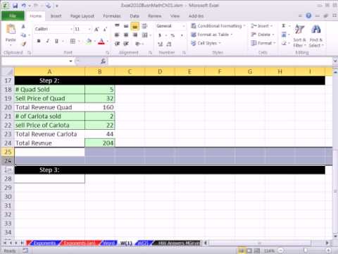 Excel 2010 İş Matematik 15: Word / Excel--3 Adım Yöntem Uygulama Matematik Problemleri