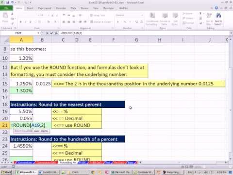 Excel 2010 İş Matematik 26,5: Yuvarlama Yüzdeleri