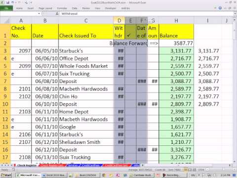 Excel 2010 İş Matematik 40: Oluşturmak Çek Defteri Kayıt İçinde Excel Kullanarak Eğer İşlevi