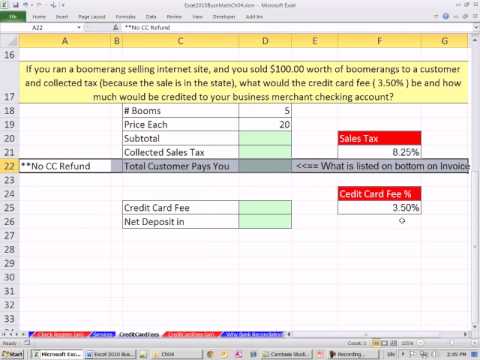 Excel 2010 İş Matematik 41: Kredi Kartı Ücreti Hesaplama