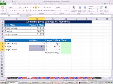 Excel 2010 İş Matematik 47: Teşvik Ödeme: Parça İş