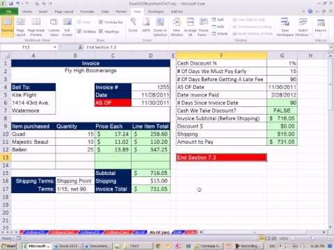 Excel 2010 İş Matematik 64: Nakit İskontoları Sıradan Tanışma Yöntemini Kullanarak Hesaplamak