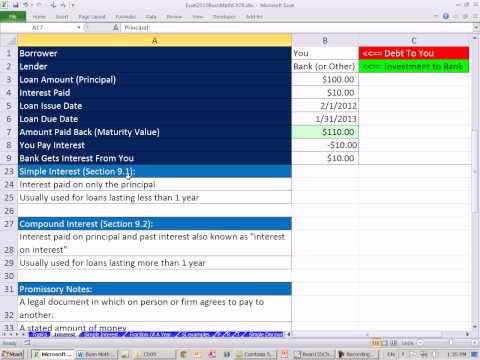 Excel 2010 İş Matematik 72: Borç Faizi