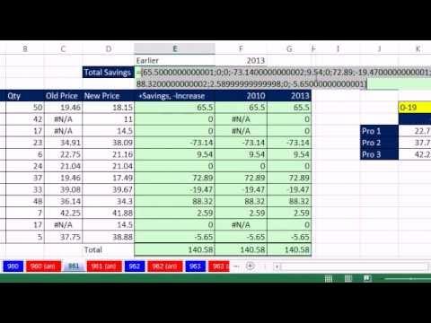 Excel Sihir Numarası 961: Toplam Tasarrufu Hesaplayın: Eski Fiyat Yeni Fiyat Ve Miktar Ifna 2013 İşlevi