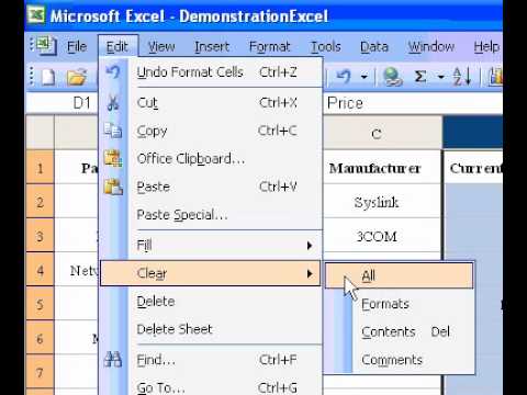 Microsoft Office Excel 2003 Açık Hücrelerin İçeriğini Veya Biçimlendirmeleri