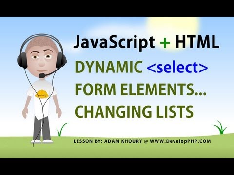 Javascript Form Select Değiştir Seçenekleri Öğretici Dinamik Liste Öğeleri Html5