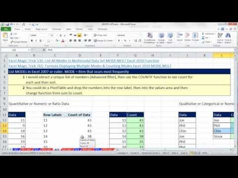 Excel Büyü Hüner 973: Liste Birden Çok Modları Excel 2007 Veya Daha Önceki: Countıf Veya Özet Tablo