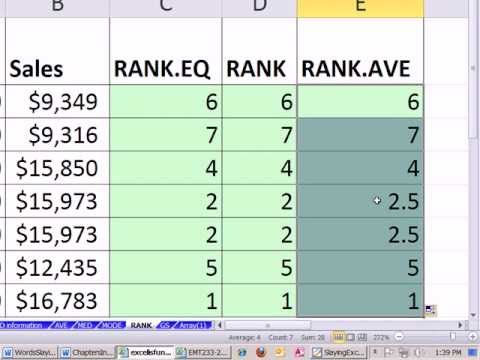 Excel Ejderha Kitap #33 Cinayetin: İşlevler Ve Excel 2010 Uyumluluk İşlevleri Sırası Rütbe. Ave Sırası. Eq