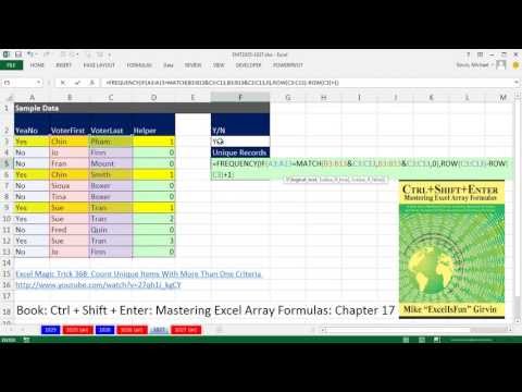 Excel Sihir Numarası 1027: Count Benzersiz Dizi Formülünde Oy Evet İçin Verilen Bir İlk Ve Son Ad