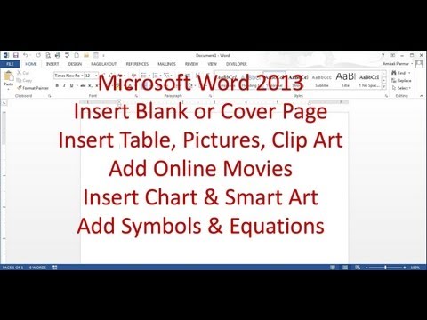 Microsoft Word 2013 Pt 5 (Sayfa Ekle, Masa, Resim, Online Filmler Akıllı Resim, Grafik, Küçük Resim)