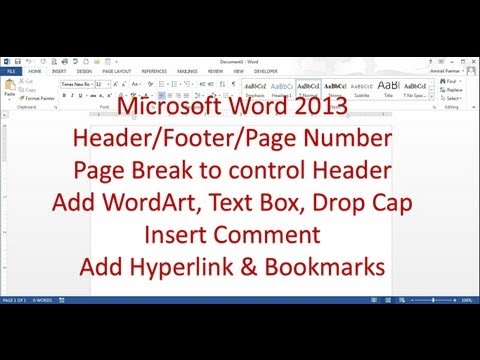 Microsoft Word 2013 Pt 6 (Üstbilgi/altbilgi, Sayfa Sonu, Yer İmi, Yorum...)