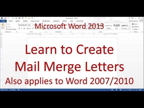 Adres Mektup Birleştirme Mektubu (Word 2013)