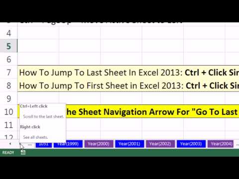 Excel Sihir Numarası 1050: Excel 2013 Sayfa Gezinti Oklarını Son Veya İlk Sayfa Nereye Gitmek İçin?