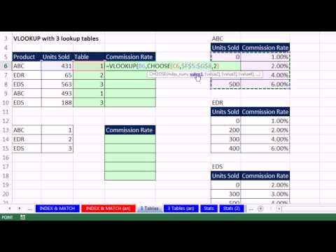 Highline Excel 2013 Sınıf Video 22: İşlevi Arama Tablosu İçin Düşeyara İle Birden Çok Tablo İçin Seçin.