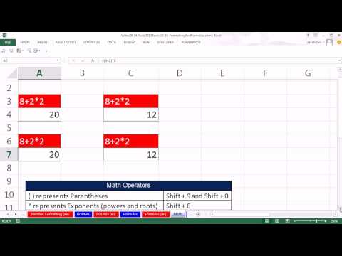 Office 2013 Sınıf #32: Excel Temelleri 14: Matematik Ve İçinde İşlem Sırası Excel Formülleri