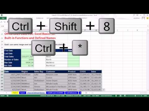 Office 2013 Sınıf #36: Excel Temelleri 18: Excel Tanımlanan Adları Ve Yerleşik İşlevler