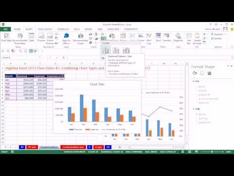 Highline Excel 2013 Sınıf Video 45: Grafik Türleri Ve Excel 2013 Yılında İkincil Eksen Birleştirme