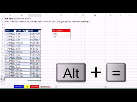 Bay Excel Ve Excelisfun Hile 149: Ekleme Veya Saymak Or Kriterleri İle: Epic Çift 13 Örnek Video