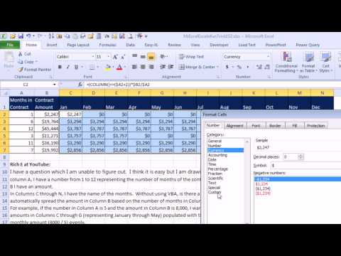 Bay Excel Ve Excelisfun Hile 152: Yıllık Maliyet Her Kayıt İçin Farklı Bir Ay Sayısı Arasında Tahsis