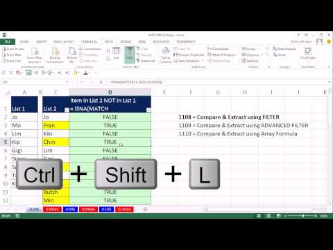 Excel Sihir Numarası 1108: Karşılaştır 2 Listeleri Ve Özü Kayıtları: Filtre Yöntemi