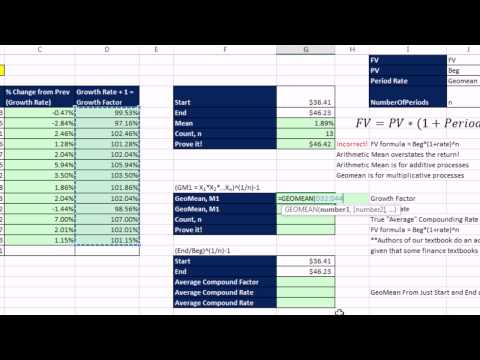 Excel 2013 İstatistiksel Analiz #18: Geometrik Ortalama, Ortalama Bileşik Oranı Geoort Ve Rrı